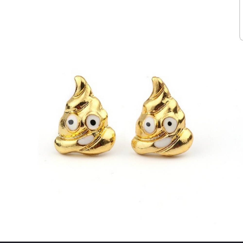 EMOJI Earrings Gold Poop